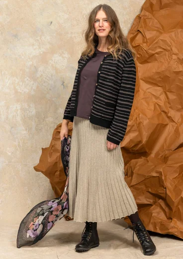 Jupe en maille côtelée de coton biologique/recyclé - taupe/chiné