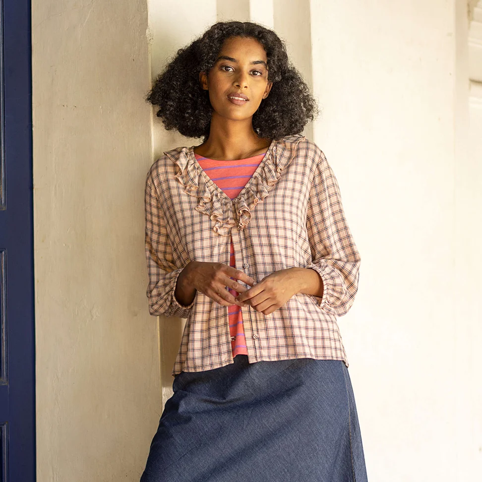 Vävd blus "Juliette" i viskos - ljus persika