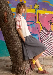 Kurzer Webrock „Ines“ aus Bio-Baumwolle - grafit