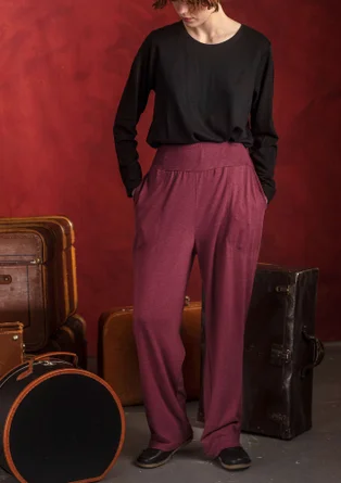 Tricot broek van lyocell/wol - wijnrood