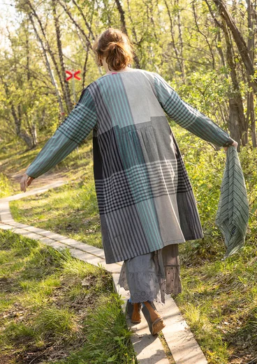 Vævet kjole "Madras" i økologisk bomuld - sort