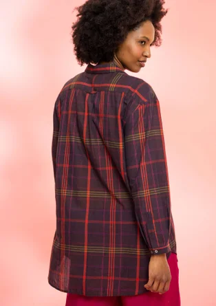 Chemise à motif en coton biologique tissé - mûrier noir