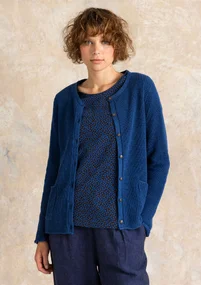 Gilet en côtes anglaises en lin/coton biologique - bleu indigo