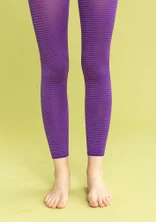 Gestreifte Leggings aus Recycling-Polyamid - pflaume-himmelblau