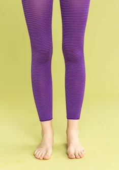 Gestreifte Leggings aus Recycling-Polyamid - pflaume-himmelblau