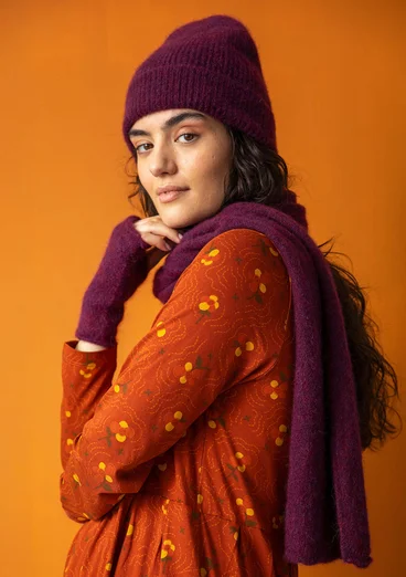 Bonnet en alpaga mélangé - aubergine/chiné