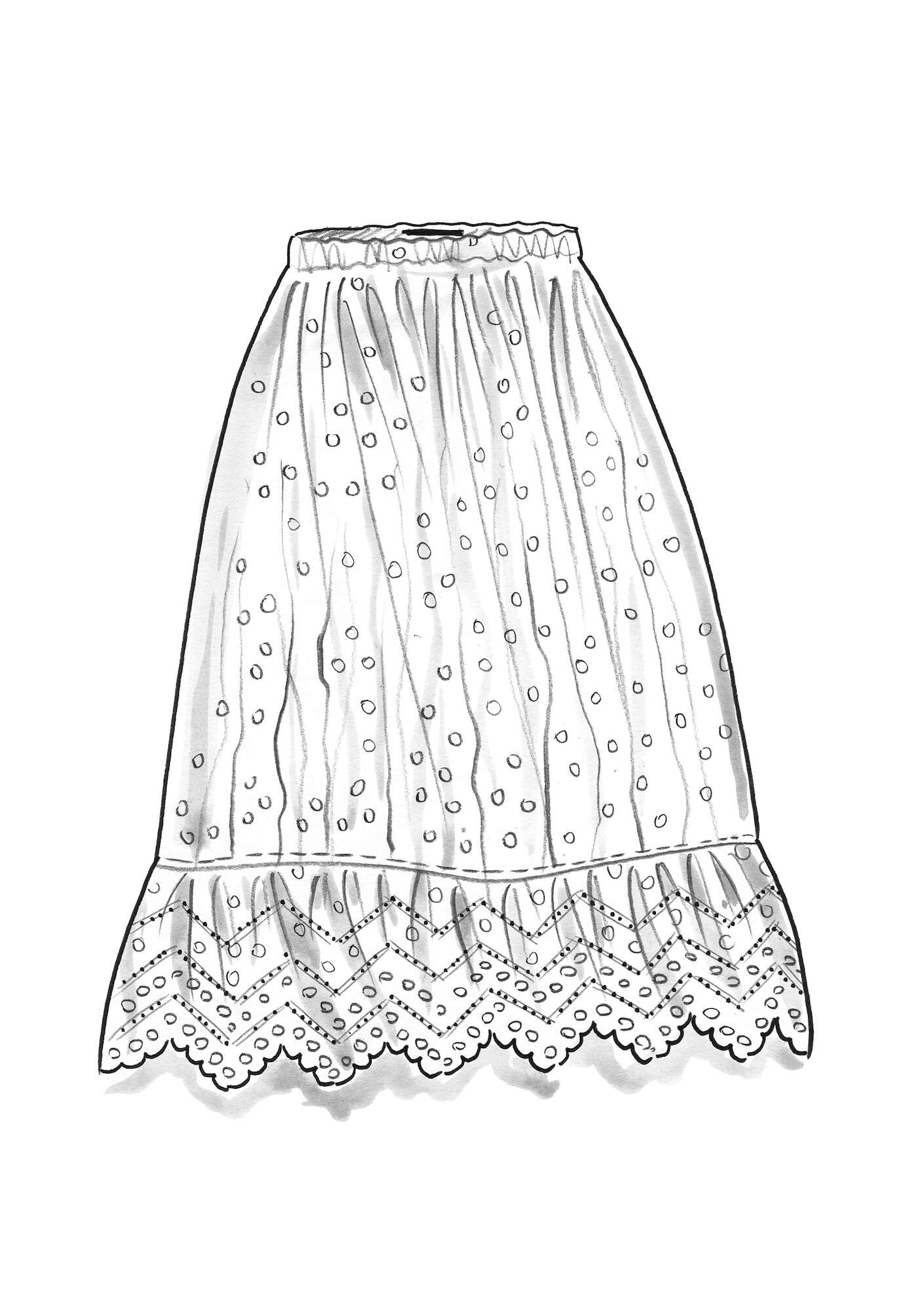 “Pytte” woven organic cotton underskirt cyclamen/patterned