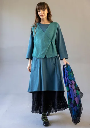 Knitted organic cotton/wool waistcoat - aqua green