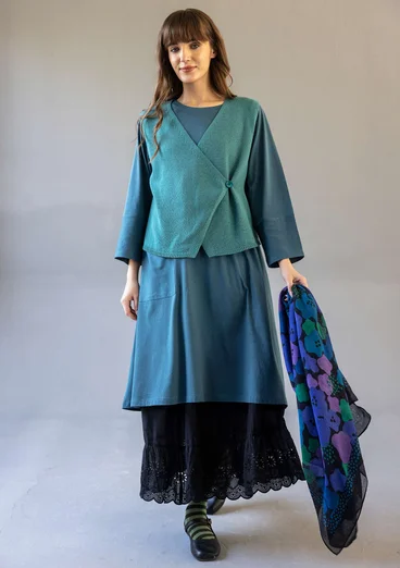 Knitted organic cotton/wool waistcoat - aqua green