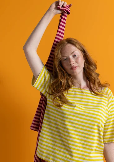 Essential striped T-shirt in organic cotton - dijon/feather