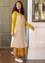 Vevd kjole «Shimla» i økologisk bomull / lin (mandelmelk/mønstret S)