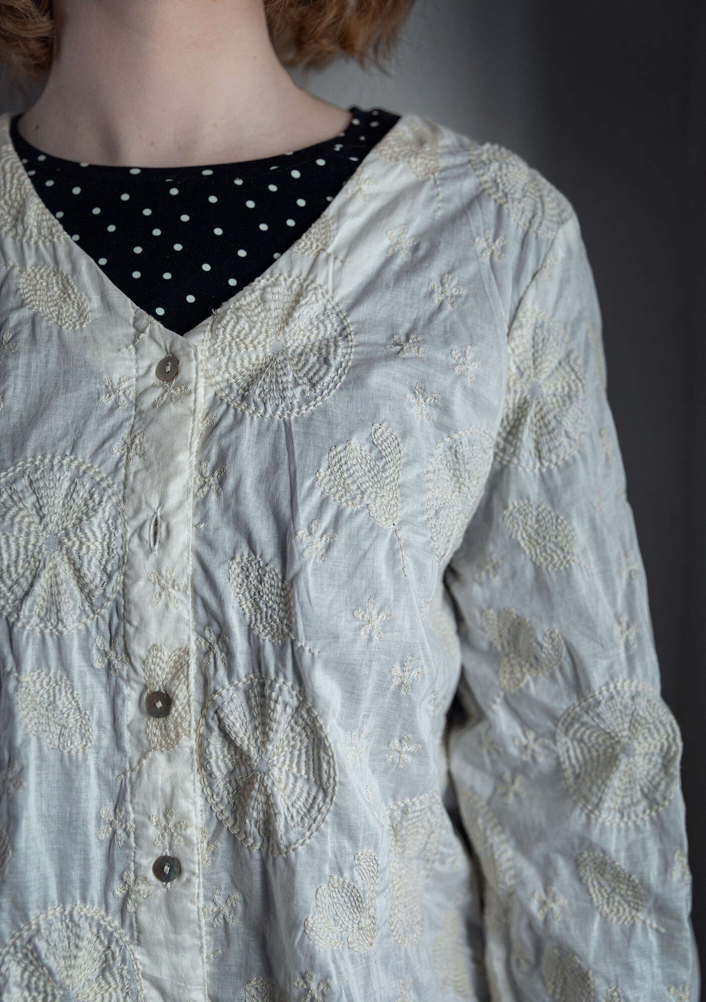 “Clementine” blouse in organic cotton semi-bleached thumbnail
