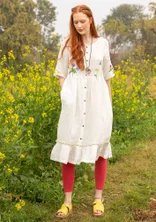Vevd kjole «Blombukett» i lin - oblekt