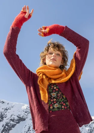 “Forgetmenot” scarf knitted in an alpaca blend - clementine