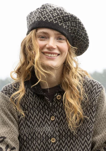 Béret "Nova Scotia" en maille de laine - cassis noir