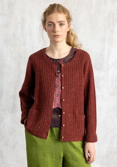 Gilet à neps en laine d'agneau mélangée - rouge curry/chiné