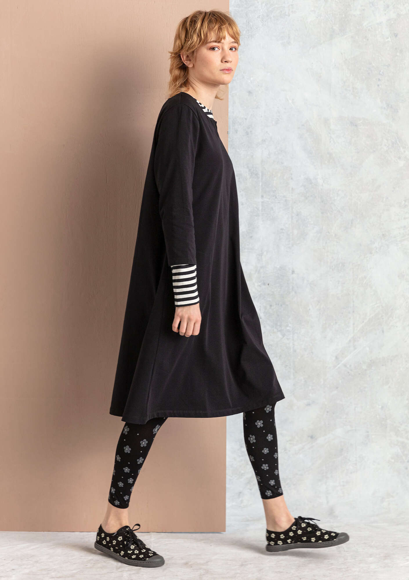 “Belle” jacquard-patterned leggings in recycled nylon black thumbnail