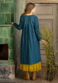 Robe "Helga" en coton biologique tissé - pétrole foncé