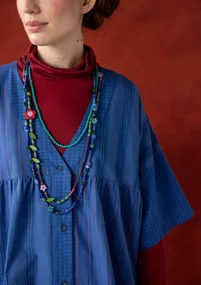 “Sofia” organic cotton smock blouse - blue butterfly
