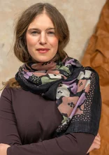 Carré fleuri "Hillevi" en viscose/laine - noir