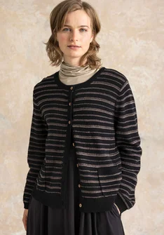 “Wilma” striped, dotted and solid-colour lambswool cardigan - black/striped