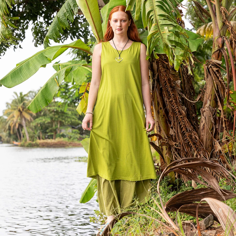 Robe "Shikara" en jersey de coton biologique/modal - asperge