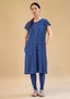 Trikåklänning  Jane  i ekologisk bomull/elastan mörk lupin/mönstrad thumbnail