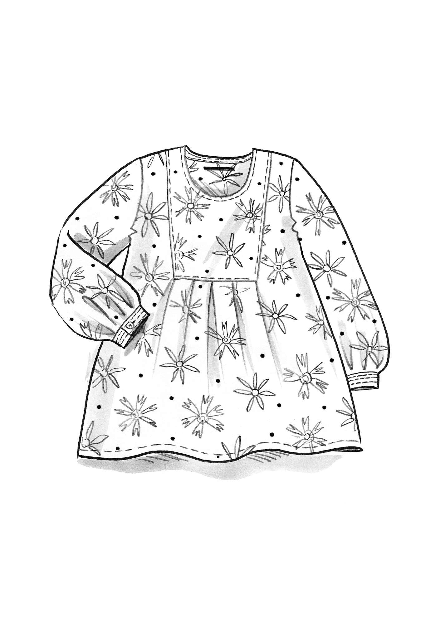 Geweven linnen blouse  Fiona  avocado/dessin