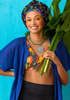 Bikinioberteil „Botswana“ aus Polyamid/Elasthan - schwarz-gemustert