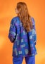 Blouse d’artiste  Ruby  en tissu ratière de coton biologique bleu indigo/motif thumbnail