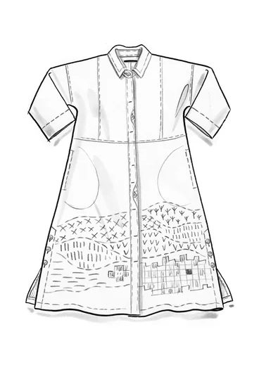Besticktes Webkleid „Fields“ aus Bio-Baumwolle - dunkelindigo