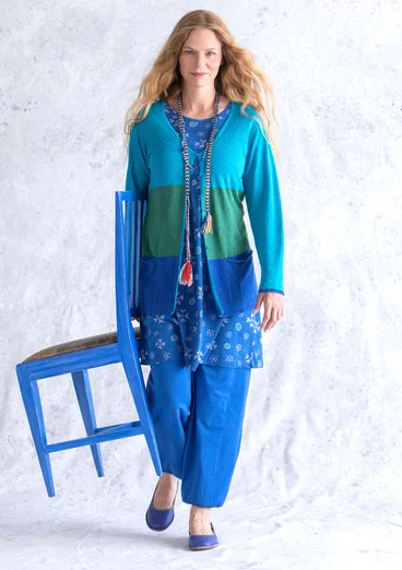 Gilet en lin - bleu lagon/malachite