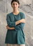 Striktunika i genanvendt hør (veronagrøn L)