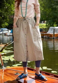 Jupe "Alba" en tissu de coton biologique/chanvre - naturel