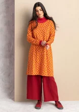“Juliet” jersey tunic in organic cotton/modal - burnt orange/patterned