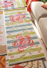 Läufer „Flora“ aus Bio-Baumwolle - aqua