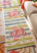 Läufer „Flora“ aus Bio-Baumwolle - aqua