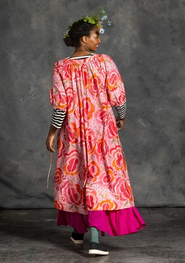 Vævet kjole "Great Rose" i økologisk bomuld/silke - lys pudderrosa