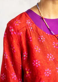 Bluse „Ester“ aus Leinengewebe - papageienrot-gemustert
