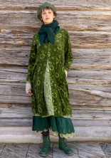 “Nootka” organic cotton/recycled polyester velour dress - forest green/patterned