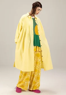 Robe tissée "Hinata" en coton biologique/lin - jaune pastel