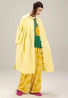 Robe tissée "Hinata" en coton biologique/lin - jaune pastel