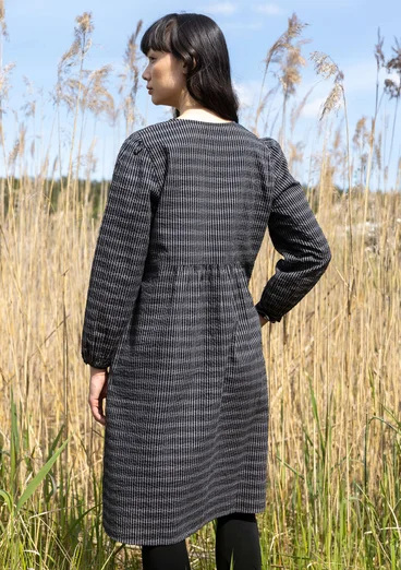 “Wavy” woven dress in organic cotton - black