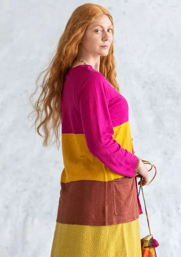 Kofta i lin - cyklamen/guldockra