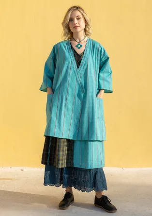 Kimono à carreaux "Coimbatore" en coton biologique - jade