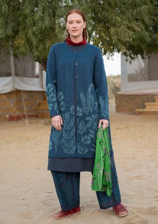 Long gilet "Dawn" en ramie/coton recyclé - indigo