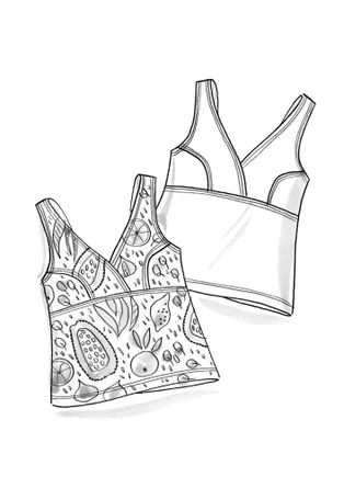 Tankini "Botswana" en polyamide/élasthanne - noir/motif
