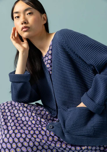 Strickjacke aus Recycling-Baumwolle - indigo