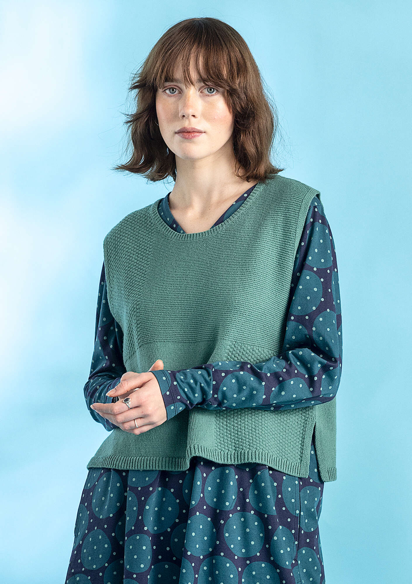 Wool/cotton knit waistcoat artemisia