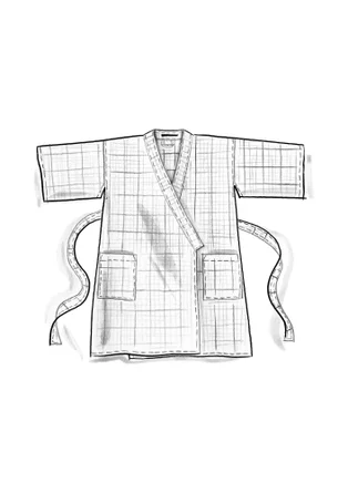 Kimono à carreaux "Coimbatore" en coton biologique - flamant rose